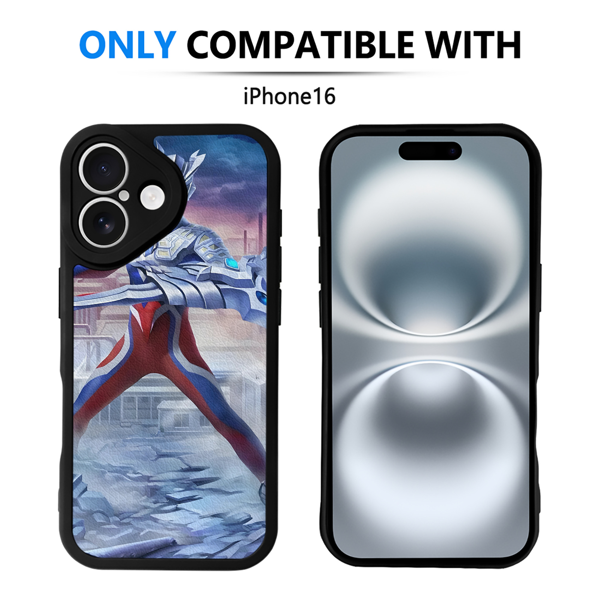 （画像用） ウルトラマン Ultraman 【iPhone 16シリーズ対応】シリコンスマホケース（レザー調） 材質：シリコン